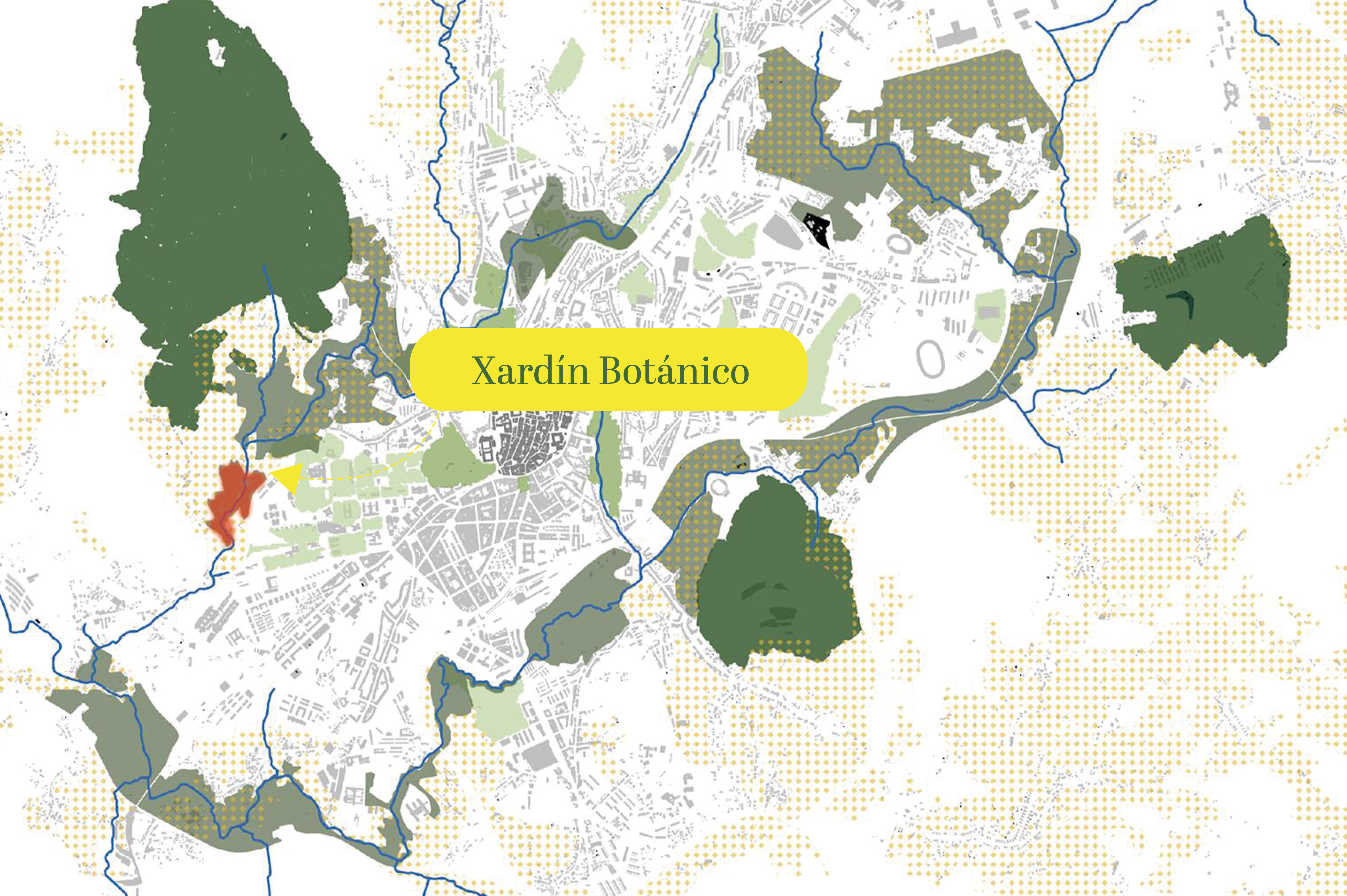 Mapa da zona de actuación do Xardín Botánico
